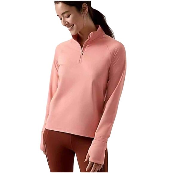 Athleta Conch Pink Whistler Half Zip Back Zip Pocket Pullover Size XS - Picture 2 of 13